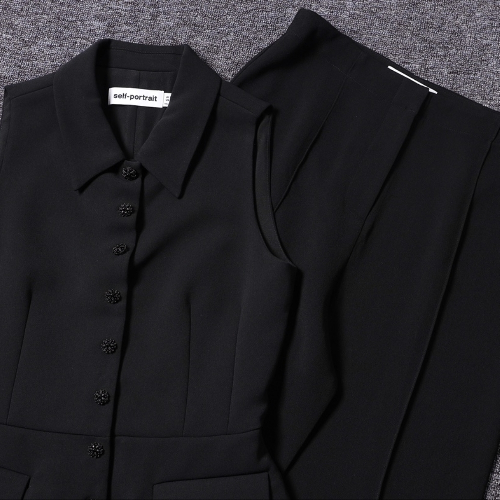 Self-Portrait Tailored Jumpsuit in Black - Picture 10 of 13